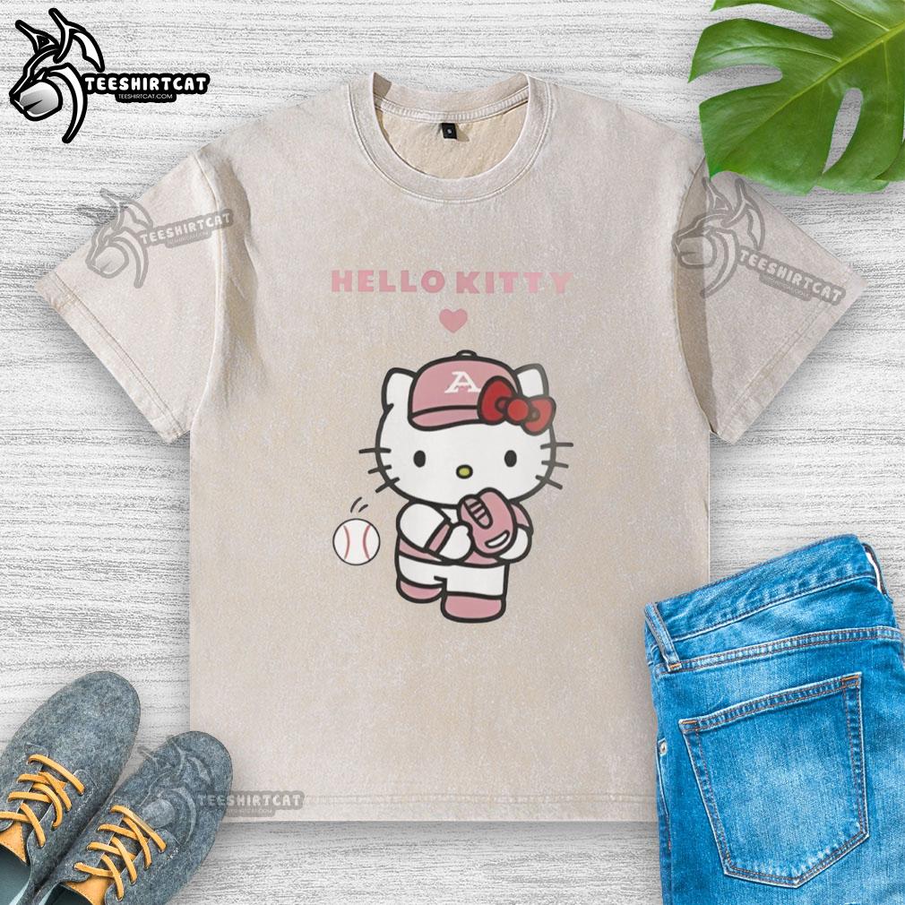 Premium Akron Basketball x Hello Kitty baseball washed t-shirt featuring a playful design and vibrant colors.