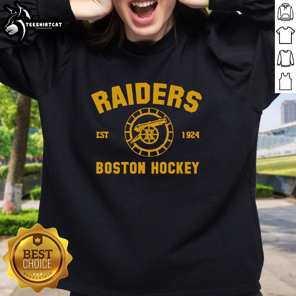 Premium Boston Raiders Est 1924 hockey sweatshirt featuring a stylish design perfect for fans and casual wear.
