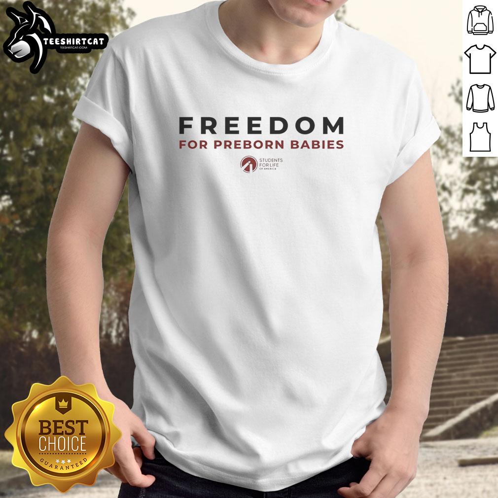 Premium Freedom For Preborn Babies T-Shirt featuring a vibrant design advocating for preborn baby rights.