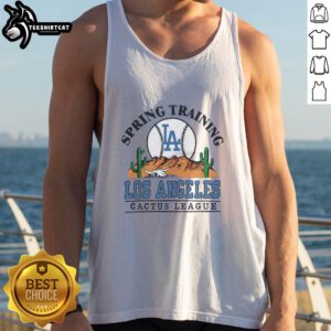 Premium Los Angeles Dodgers Cactus League desert tank top featuring vibrant team colors and stylish design for fans.