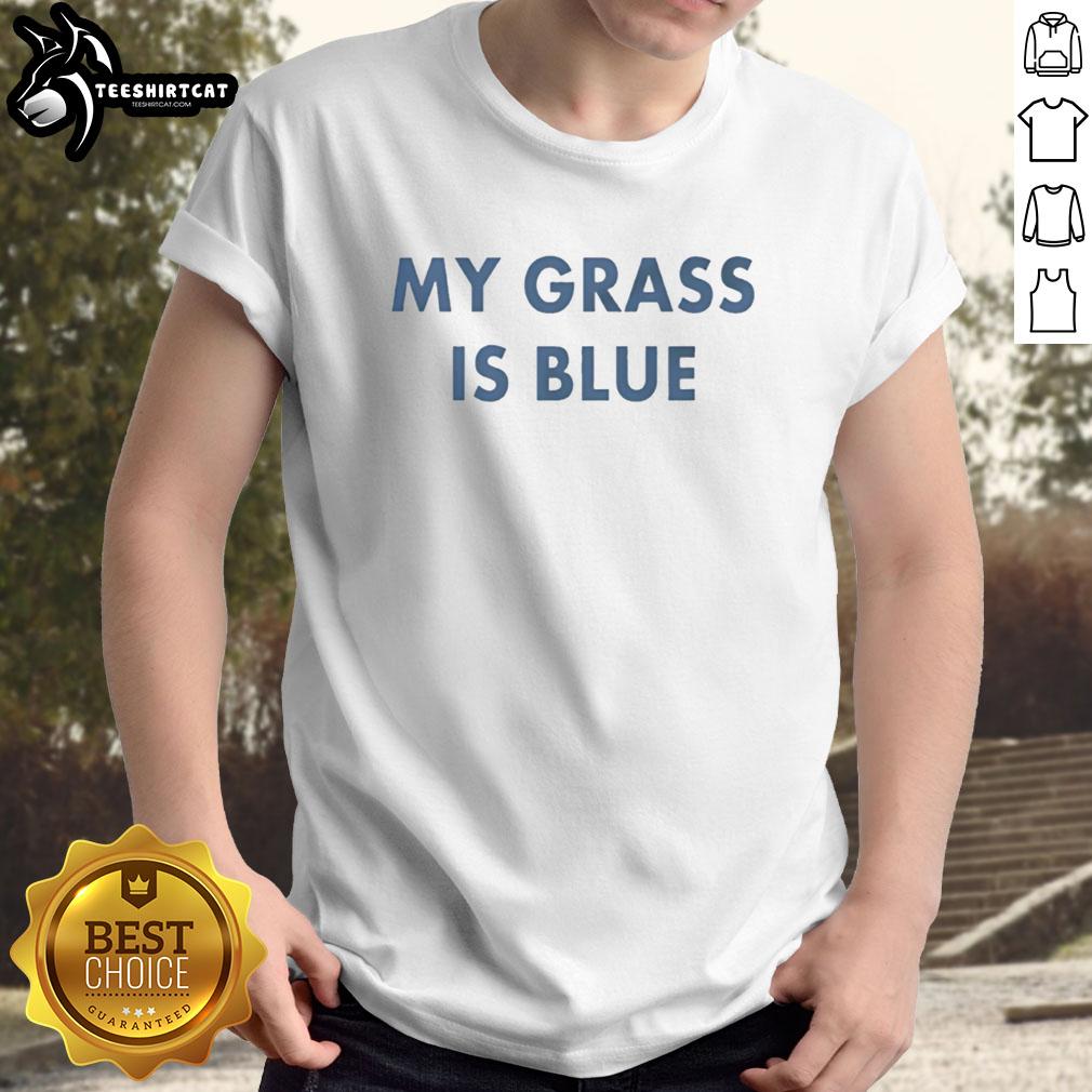 Premium My Grass Is Blue Vintage T-Shirt showcasing a retro design perfect for grass enthusiasts and vintage fashion lovers.