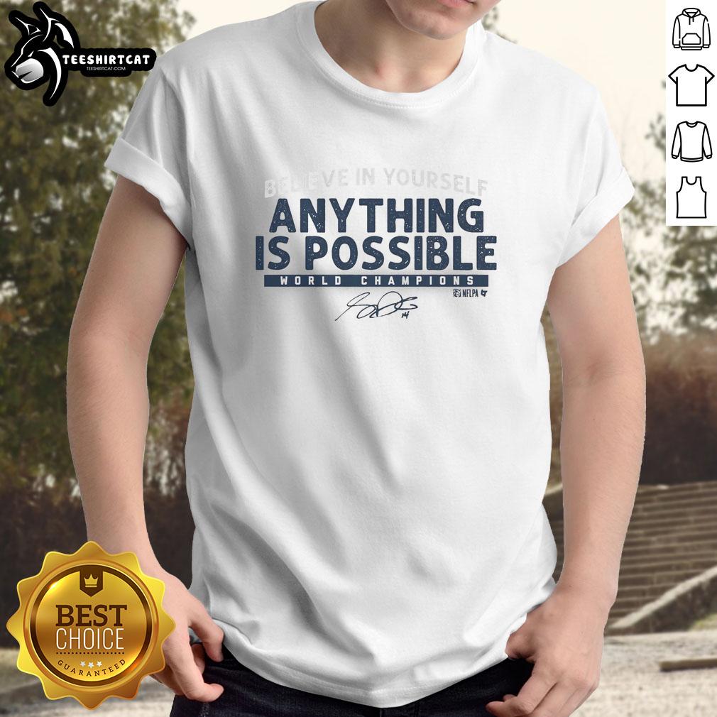 Premium Sam Darnold Anything Is Possible T-Shirt featuring bold graphics, perfect for fans and supporters of Darnold.