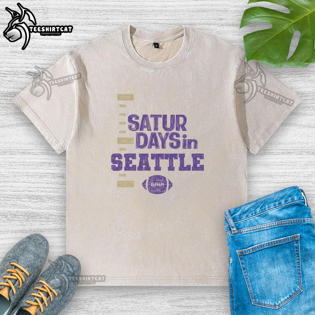 Premium Saturdays in Seattle football fan washed t-shirt featuring vibrant team colors and comfortable fit for game day.