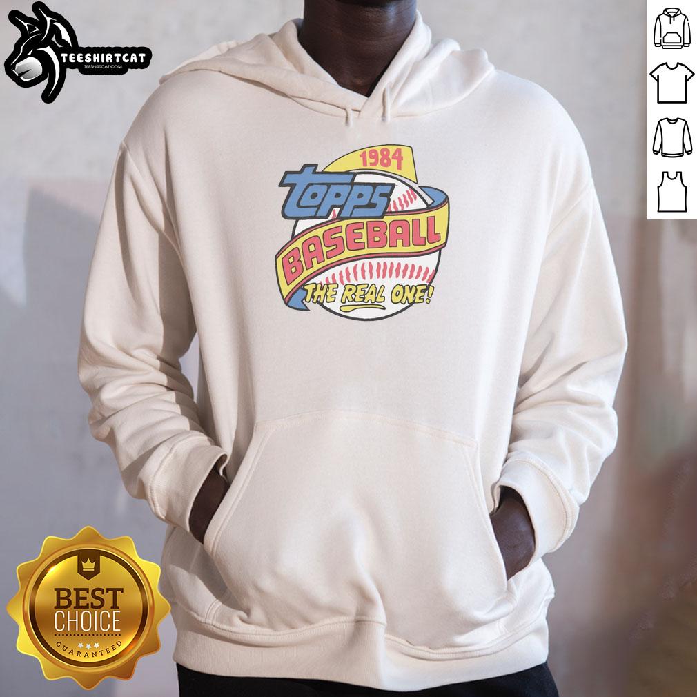 Premium Topps Baseball 1984 Raglan Hoodie featuring vintage design, perfect for baseball fans and collectors.