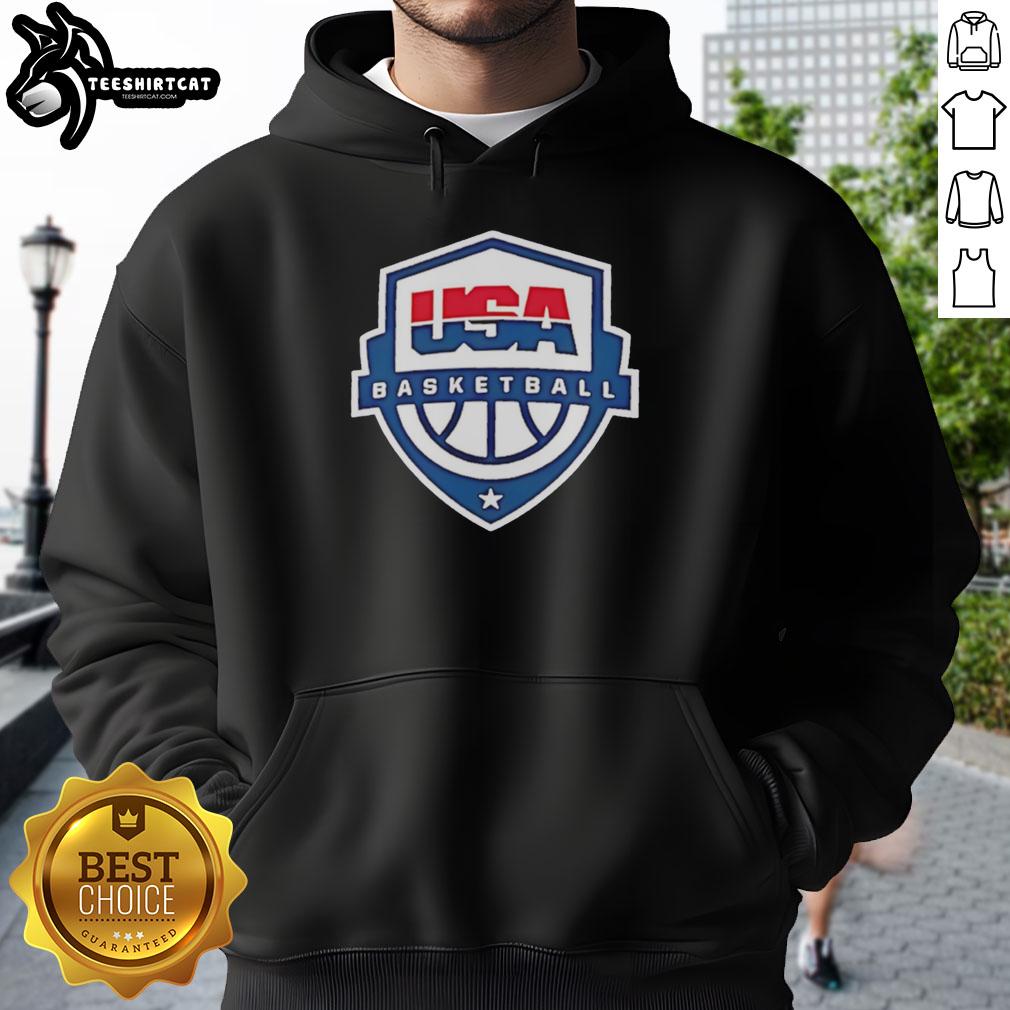 Premium USA Basketball Shield Logo Hoodie showcasing a stylish design perfect for basketball fans and enthusiasts.
