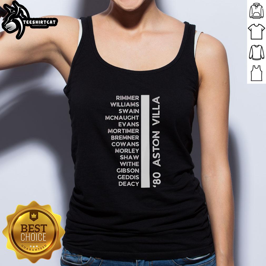 Pretty 80 Aston Villa Legends 1981 Title Winners tank top featuring iconic players and vintage design for fans.