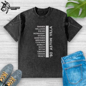 Alt Text: Classic '80 Aston Villa Legends 1981 Title Winners' washed t-shirt featuring vintage design and team colors.