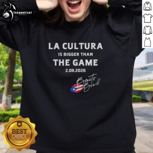 Alt Text: Top LA Cultura is Bigger Than The Game sweatshirt featuring bold graphics, perfect for fans and streetwear enthusiasts.