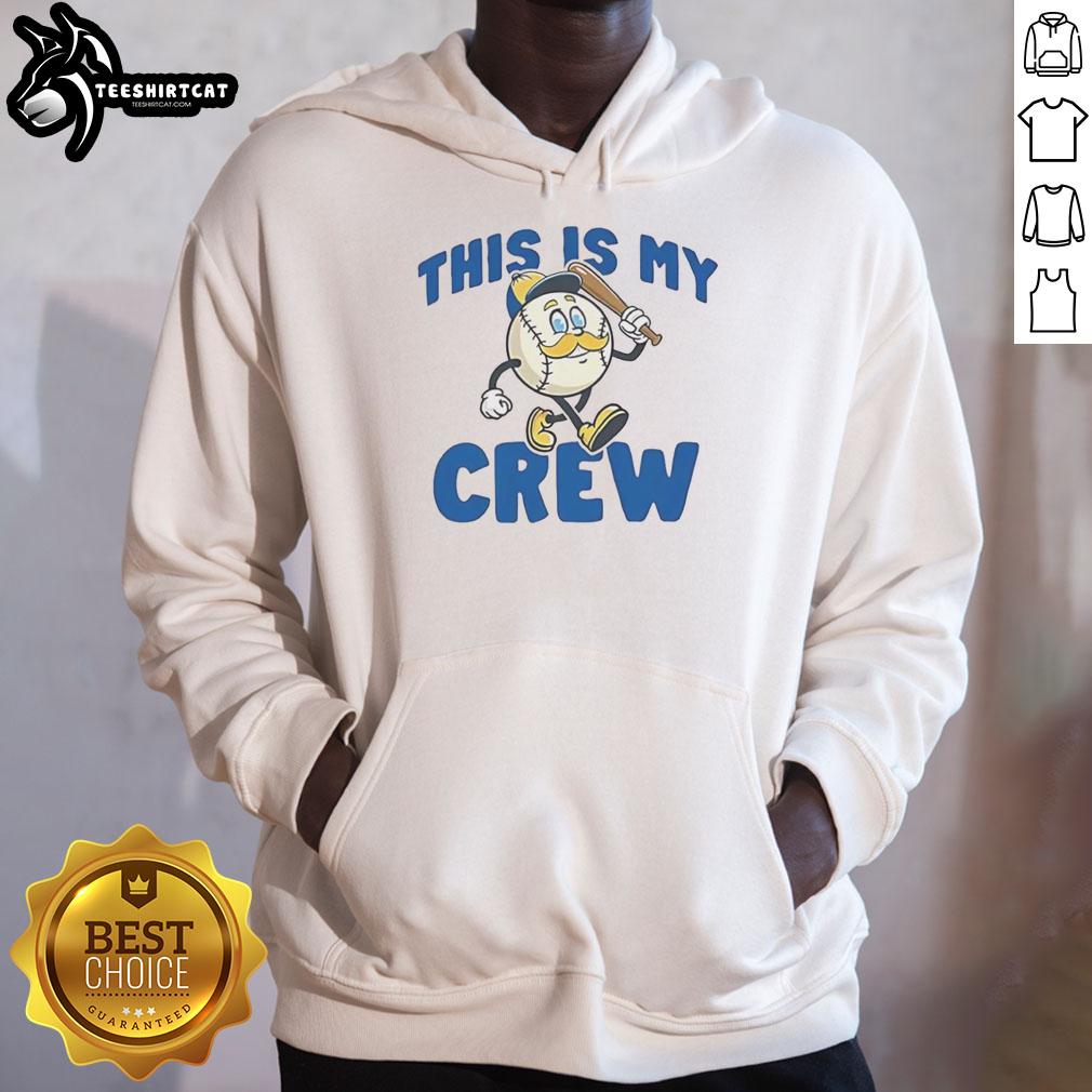 Top Milwaukee Brewers Baseball 'This Is My Crew' hoodie displayed on a hanger, perfect for fans and stylish game-day wear.