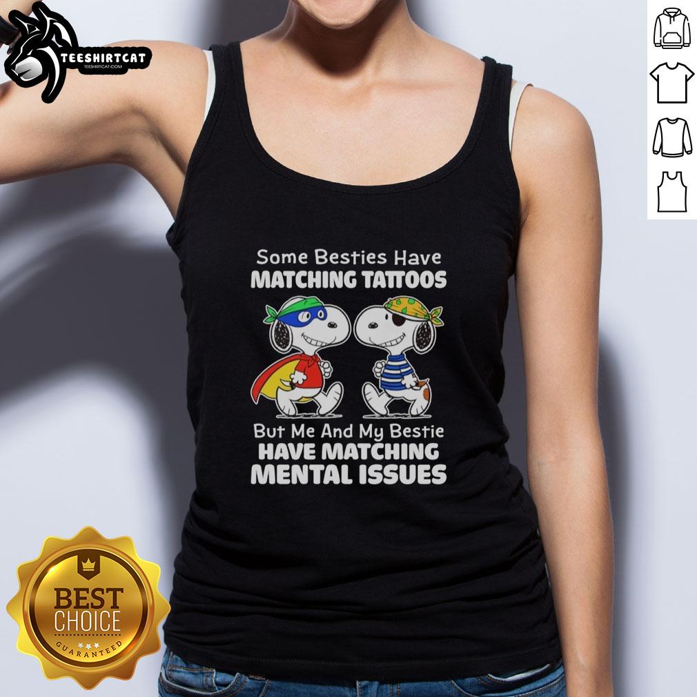 Best friends in matching tank tops with mental health themes, showcasing their unique bond and support for each other.