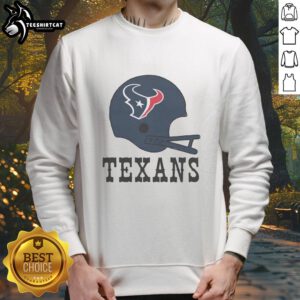 Alt Text: Awesome Houston Texans football logo featured on a big helmet sweatshirt, perfect for fans and game day attire.