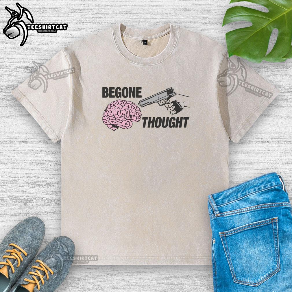 Good Begone Thought Gun Brain Washed T-Shirt featuring a creative design that promotes mental clarity and positivity.