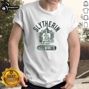 Good Slytherin Hogwarts Crest T-Shirt featuring the iconic green and silver emblem of Slytherin House.