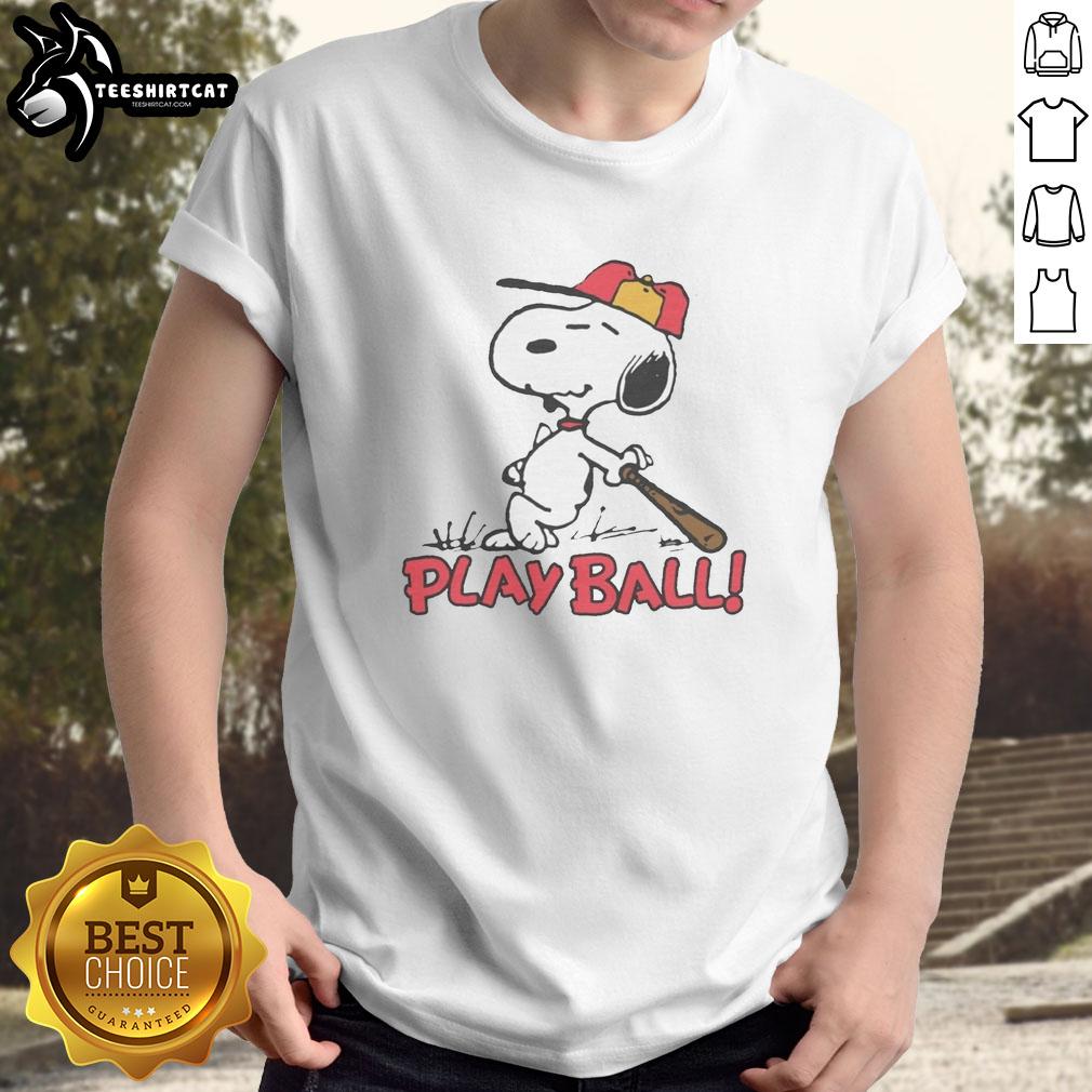 Hot Peanuts Snoopy Play Ball Raglan T-Shirt featuring Snoopy in a fun baseball design, perfect for Peanuts fans.