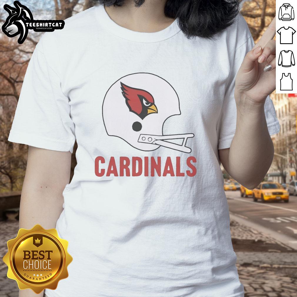 Alt Text: Stylish ladies tee featuring the Arizona Cardinals football logo in a large helmet design, perfect for fans.