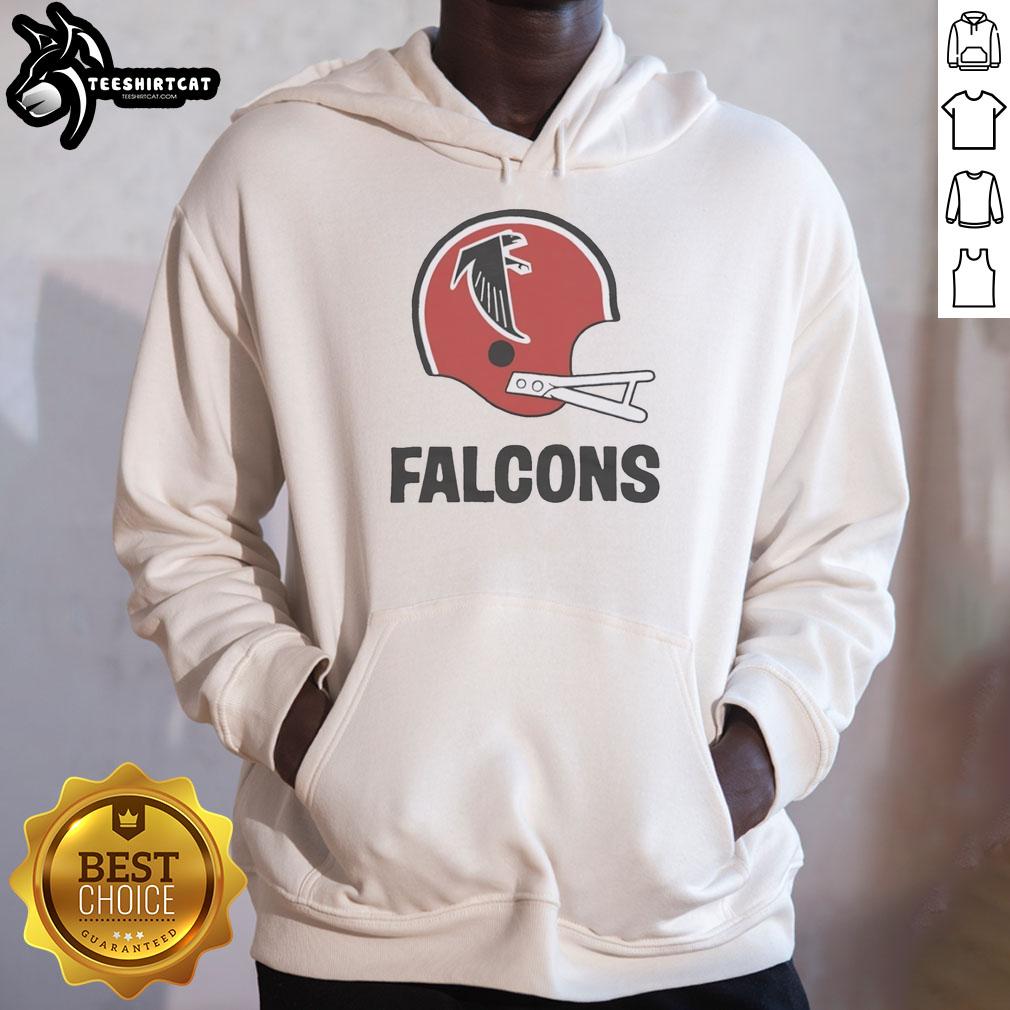 Atlanta Falcons football logo on a stylish big helmet hoodie, perfect for fans and game day attire.