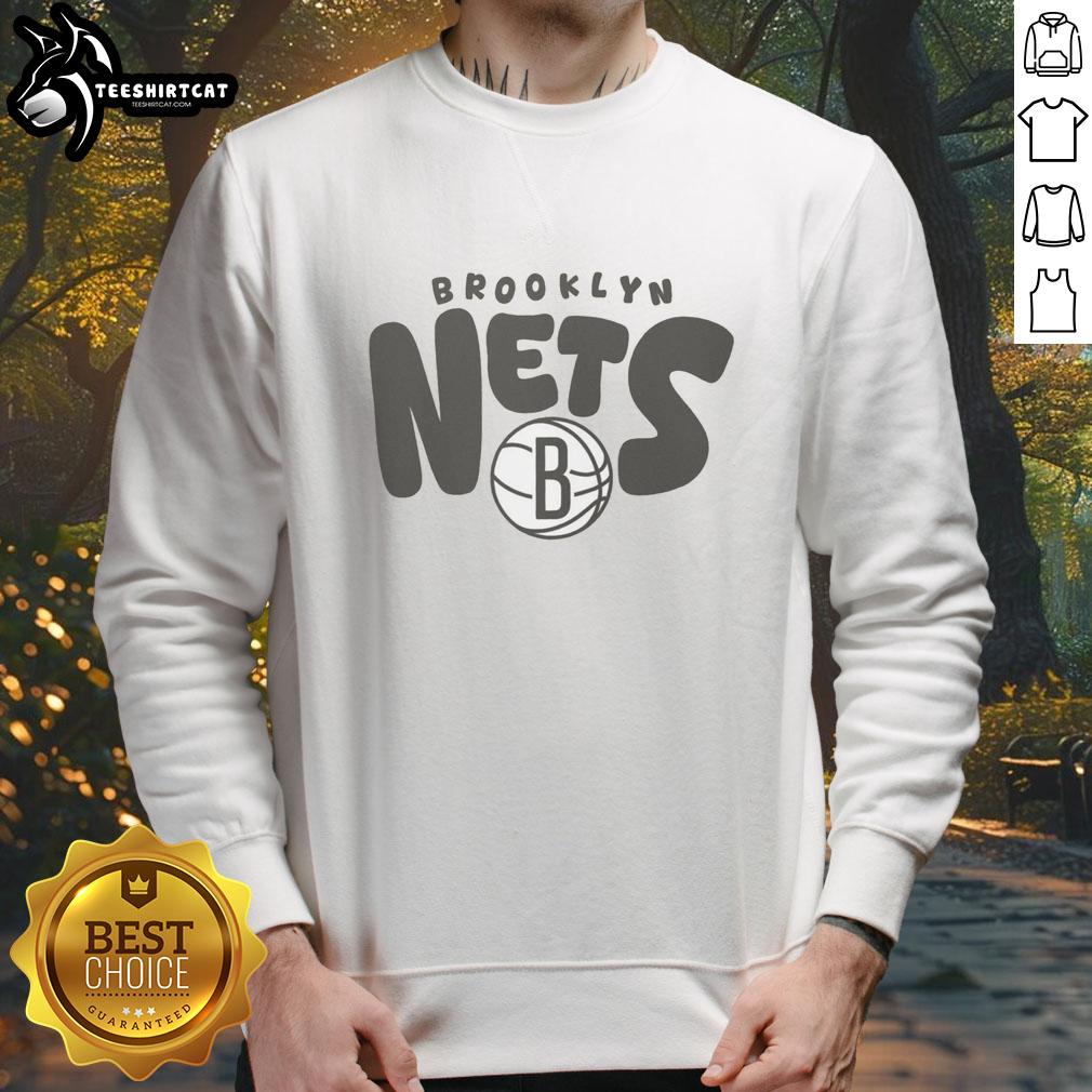 Cozy Brooklyn Nets bubble sweatshirt featuring team colors and logo, perfect for fans and casual wear.