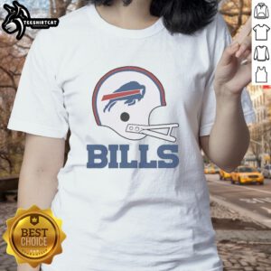 Stylish ladies tee featuring the Buffalo Bills football logo on a large helmet, perfect for fans.