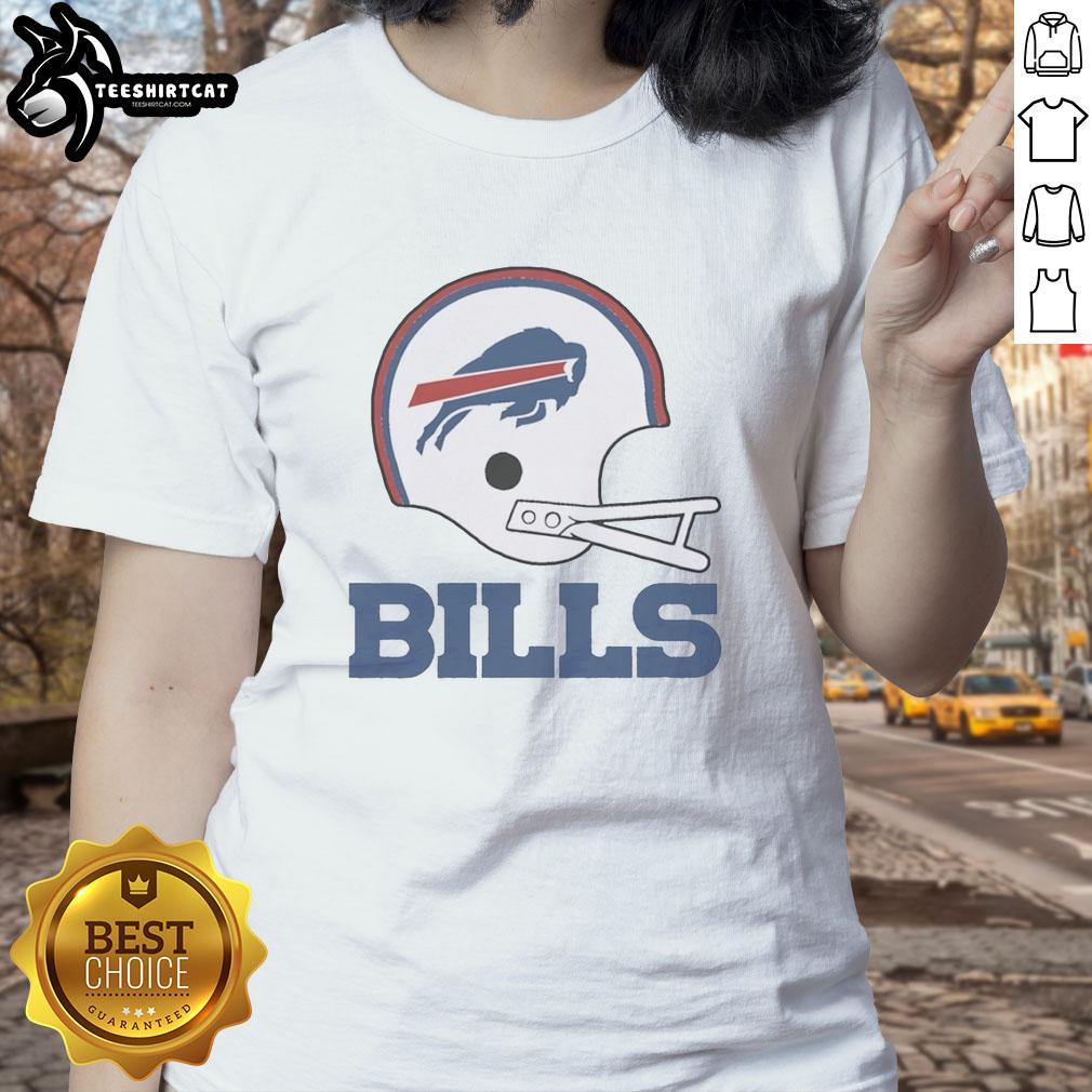 Stylish ladies tee featuring the Buffalo Bills football logo on a large helmet, perfect for fans.