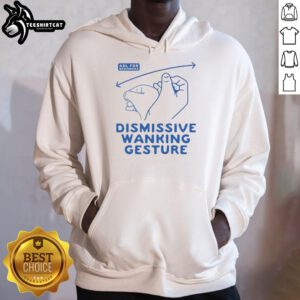Man wearing a Nice Dismissive Wanking Gesture Hoodie, showcasing a casual style with a humorous graphic design.