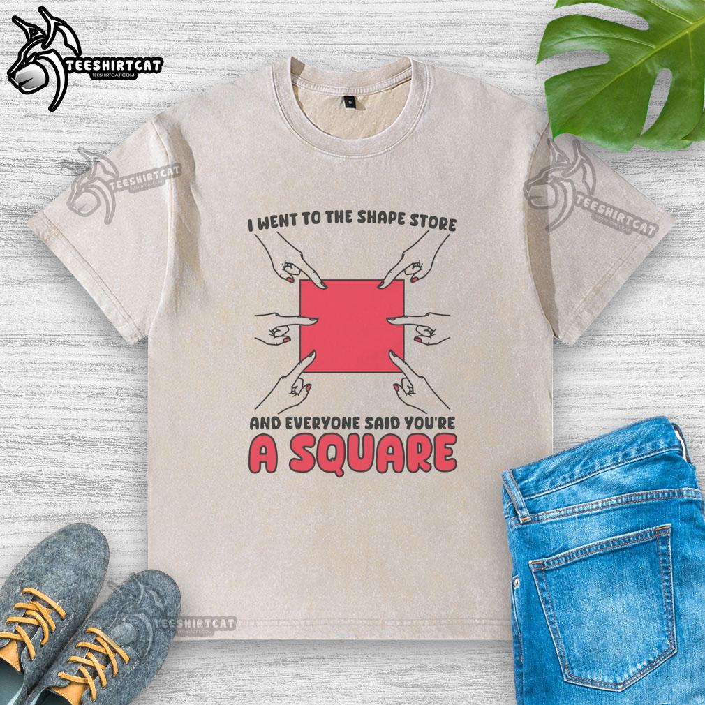 Casual washed t-shirt from Shape Store with playful 'You're a Square' graphic, perfect for laid-back style.