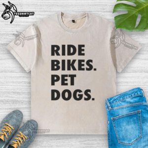 Nice Ride bikes with pet dogs, featuring a fun washed t-shirt design for dog lovers and cycling enthusiasts.