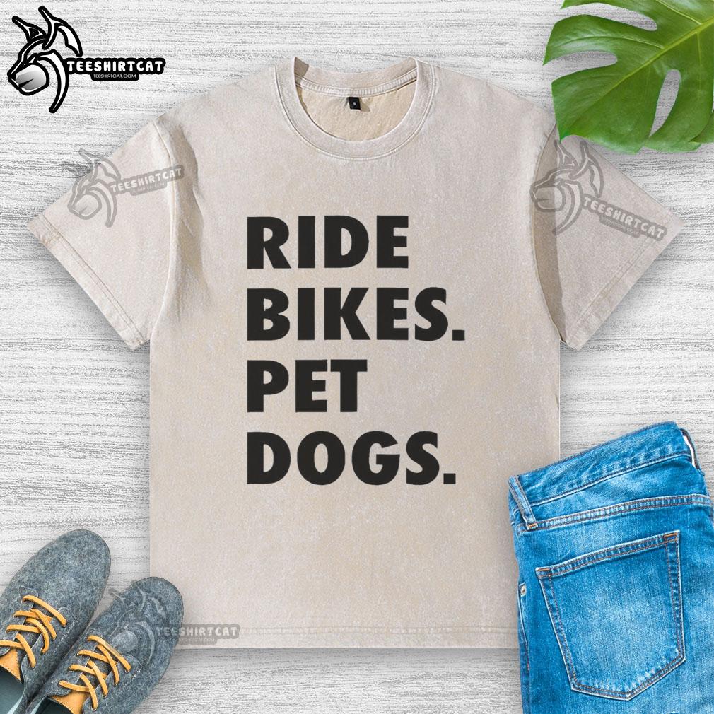 Nice Ride bikes with pet dogs, featuring a fun washed t-shirt design for dog lovers and cycling enthusiasts.