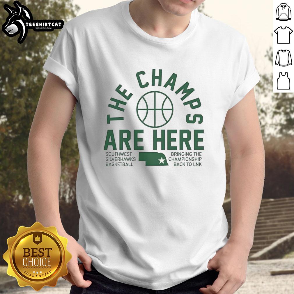 Alt Text: Nice Southwest Silverhawks Basketball Championship T-Shirt celebrating the team's return to LNK with style.