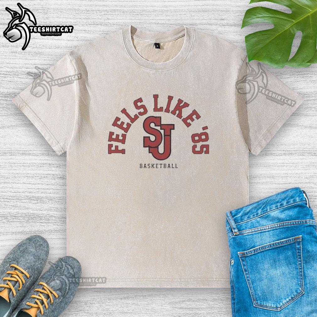 St. John's Red Storm NCAA Basketball 'Feels Like 85' logo washed t-shirt, perfect for fans and casual wear.