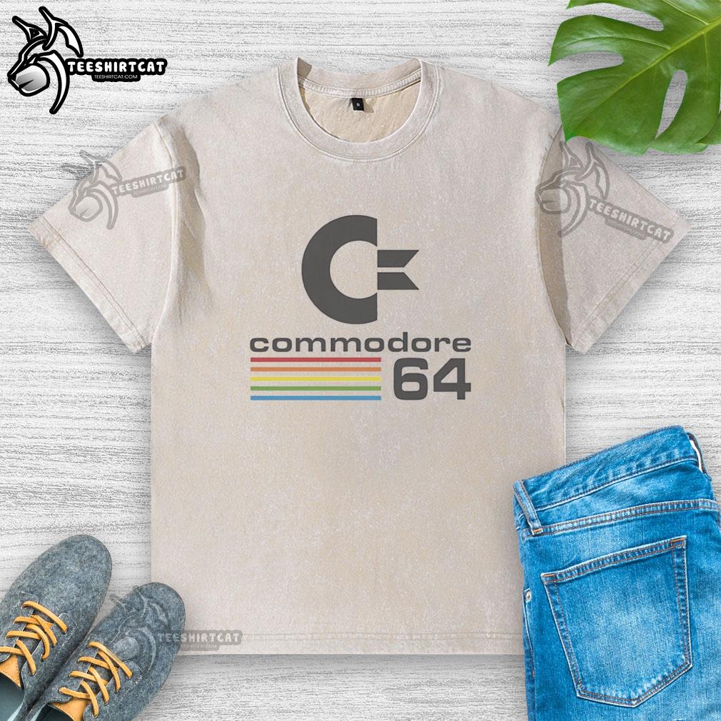 Official Commodore 64 Retro Washed T-Shirt featuring classic 80s gaming design, perfect for vintage computer enthusiasts.