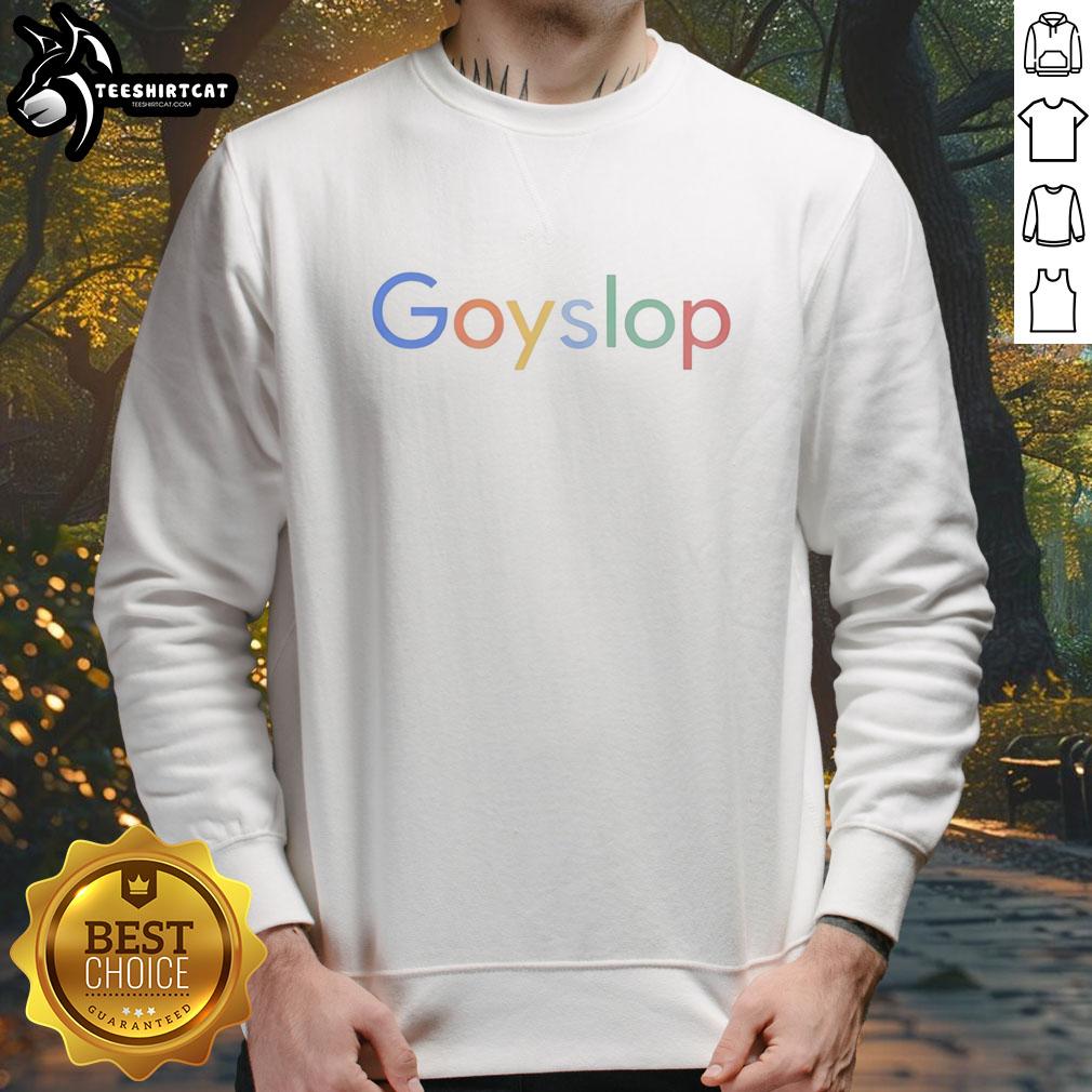 Official Goyslop sweatshirt in vibrant Google colors, featuring a stylish design perfect for casual wear.