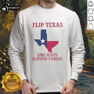 Official James Talarico Flip Texas Like Jesus Flipped Tables Sweatshirt in navy blue, perfect for casual wear.
