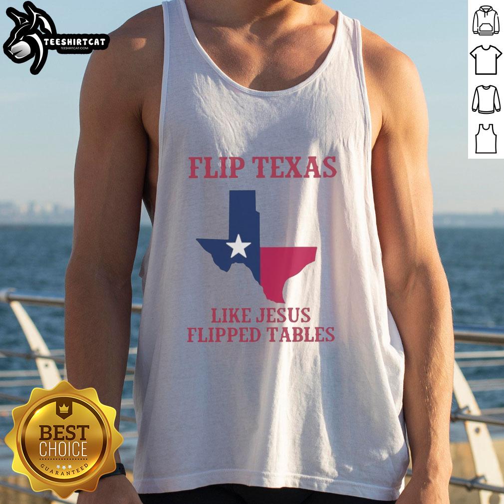 Official James Talarico Flip Texas Like Jesus Flipped Tables Tank Top featuring bold graphic design and vibrant colors.