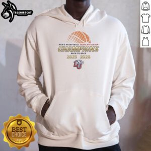 Alt Text: Liberty Flames Men's Basketball hoodie celebrating back-to-back regular season champions 2025-2026.