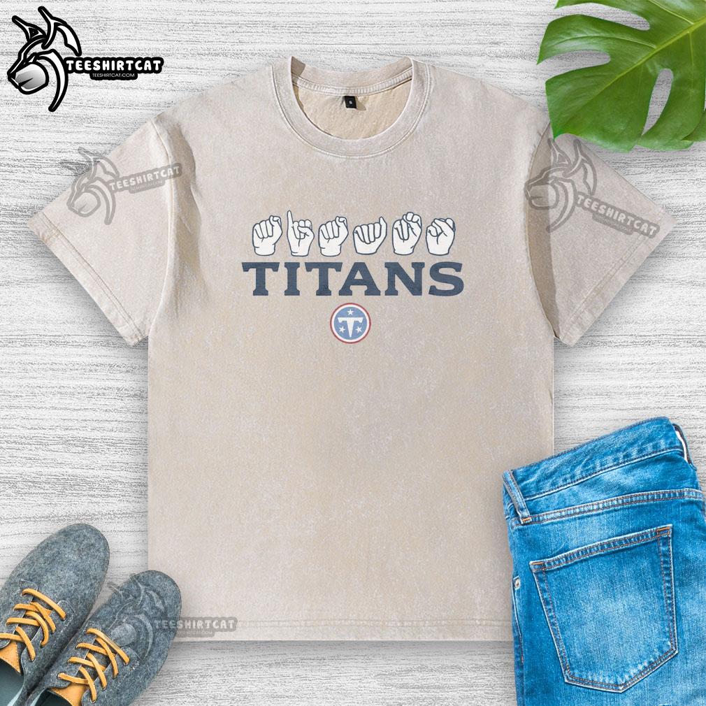 Official Love Sign X Titans ASL Washed T-Shirt featuring a unique design, perfect for fans of ASL and stylish casual wear.