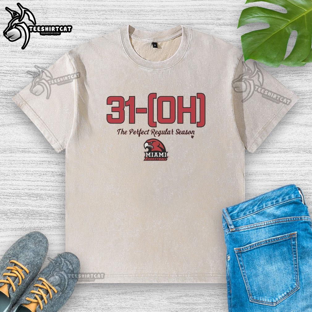 Official Miami Oh Basketball The Perfect Season Washed T-Shirt featuring team colors and logo, ideal for fans and athletes.