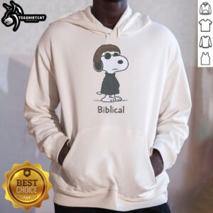 Official Oasis Snoopy Biblical Hoodie featuring vibrant graphics and a comfortable design, perfect for casual wear.