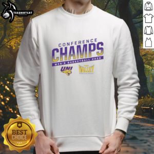 Official Uni Men's Basketball Conference Championship 2026 Sweatshirt in navy blue, showcasing team pride and style.