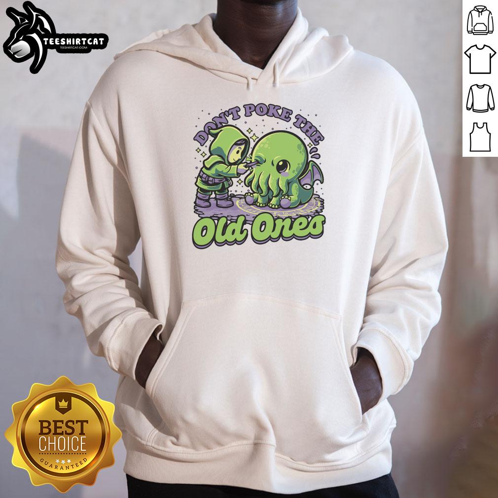 Original Cthulhu Joke Ritual hoodie featuring 'Don't Poke The Old Ones' design, perfect for fans of Lovecraftian humor.