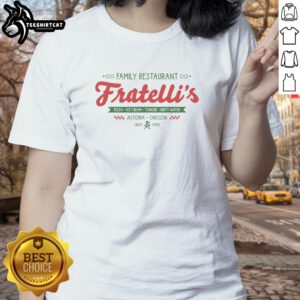Original Fratellis Family Restaurant Ladies Tee showcasing a stylish design perfect for fans of the restaurant.