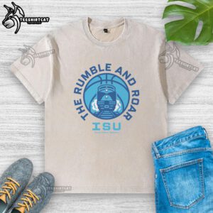 Alt Text: Original Indiana State Sycamores Rumble and Roar washed t-shirt in blue, featuring a vintage-style logo and soft fabric.