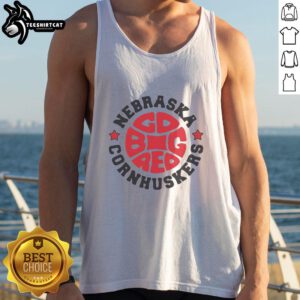Original Nebraska Huskers Big Red basketball logo tank top from the 1970s, showcasing vintage sports apparel style.
