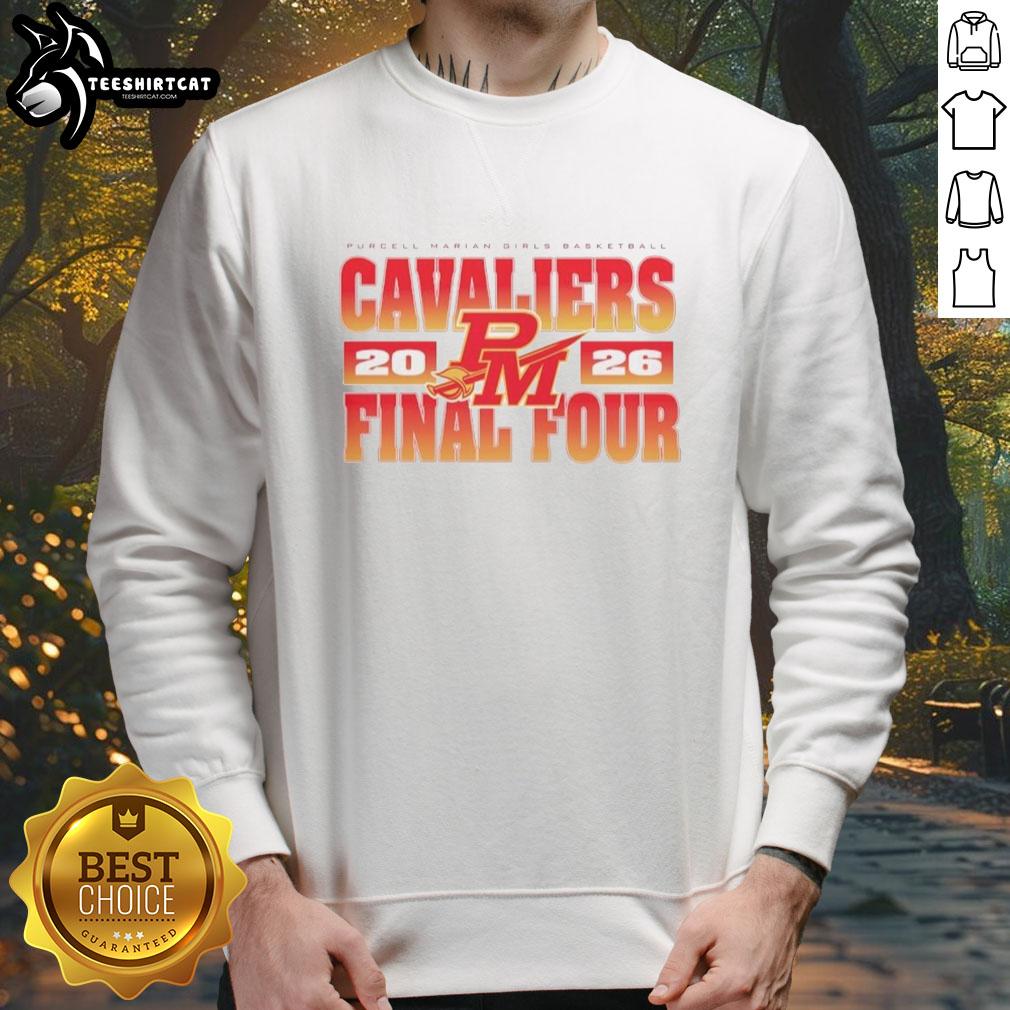 Original Purcell Marian Girls Basketball Cavaliers Final Four 2026 Sweatshirt design featuring team colors and logo.