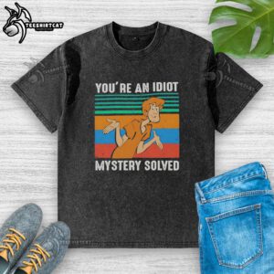 Original Shaggy Rogers in Scooby Doo 'You're an Idiot' graphic on a washed t-shirt, perfect for fans and collectors.