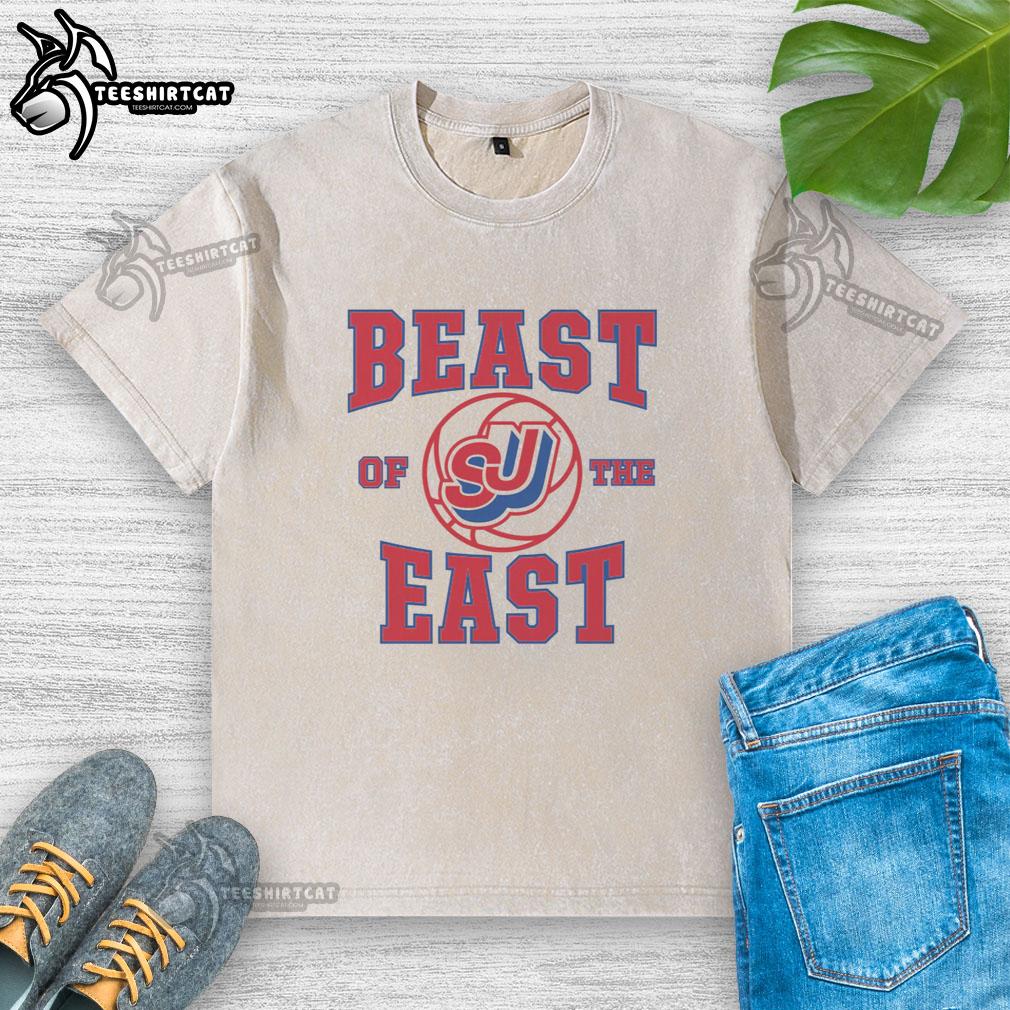 Alt Text: Vintage washed St. Johns Basketball Beast of the East t-shirt featuring a classic design and vibrant colors.
