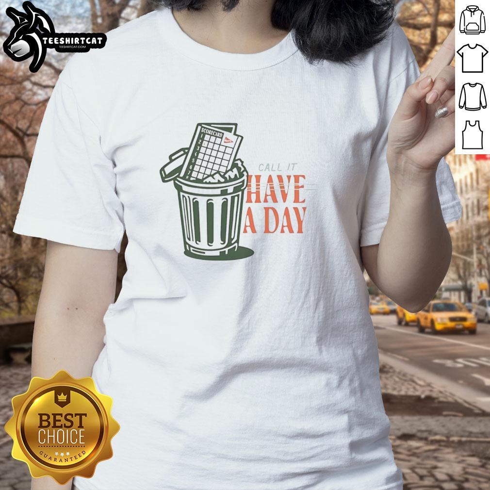 Original Call It A Day Scorecard in trash with Ladies Tee design, showcasing unique golf memorabilia and eco-friendly fashion.