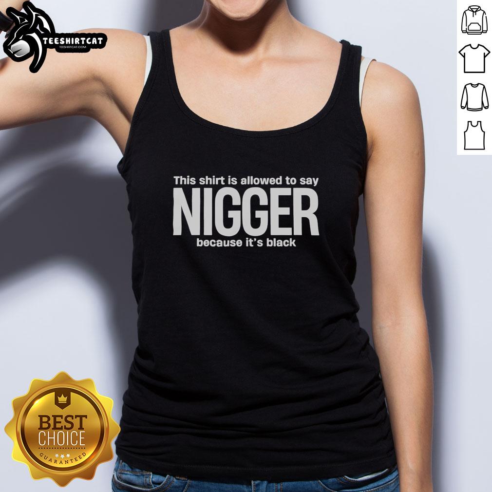 Funny black tank top with the text 'This Shirt Is Allowed To Say Nigger Because It's Black' for a bold statement.