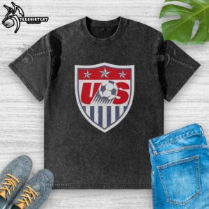 Alt Text: Original U.S. Soccer Retro Emblem Logo Washed T-Shirt featuring a vintage design and soft fabric for casual wear.