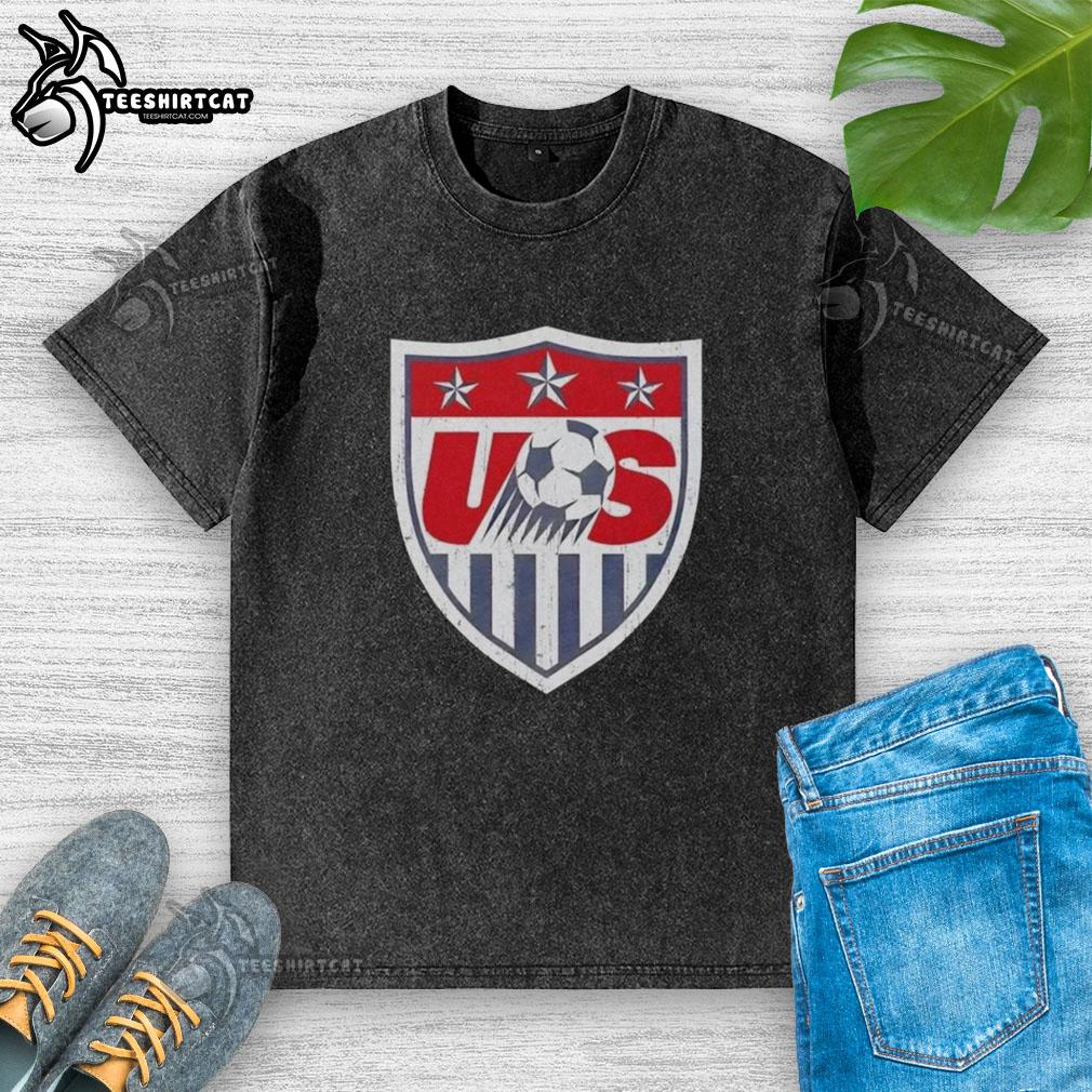 Alt Text: Original U.S. Soccer Retro Emblem Logo Washed T-Shirt featuring a vintage design and soft fabric for casual wear.