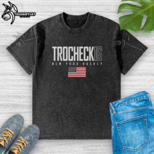 Vincent Trocheck New York Rangers USA Flag Elite Washed T-Shirt showcasing team spirit and style.